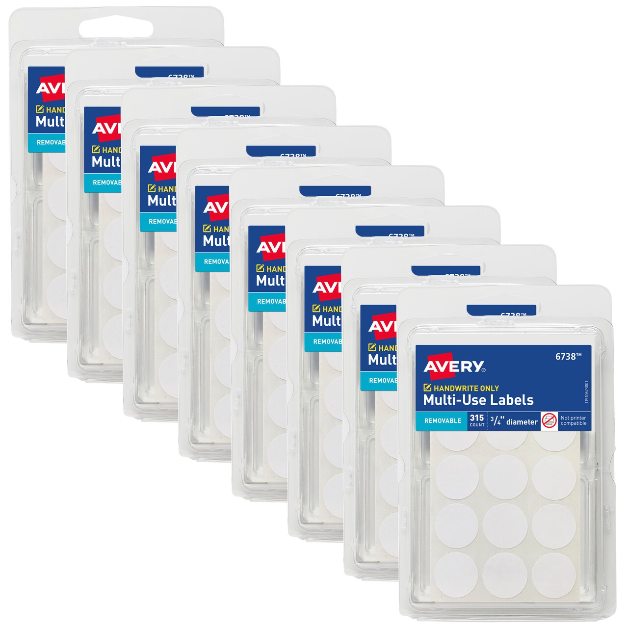 Avery Multi-Use Removable Labels, 3/4 Inch Round Stickers, White, Non-Printable, 8 Packs, 2,520 Blank Labels Total (21935)